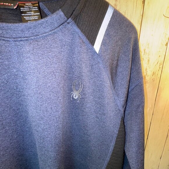 Spyder Base Layer Shirt Mens Med Navy Blue Active Long Sleeve Logo Performance - Picture 1 of 7